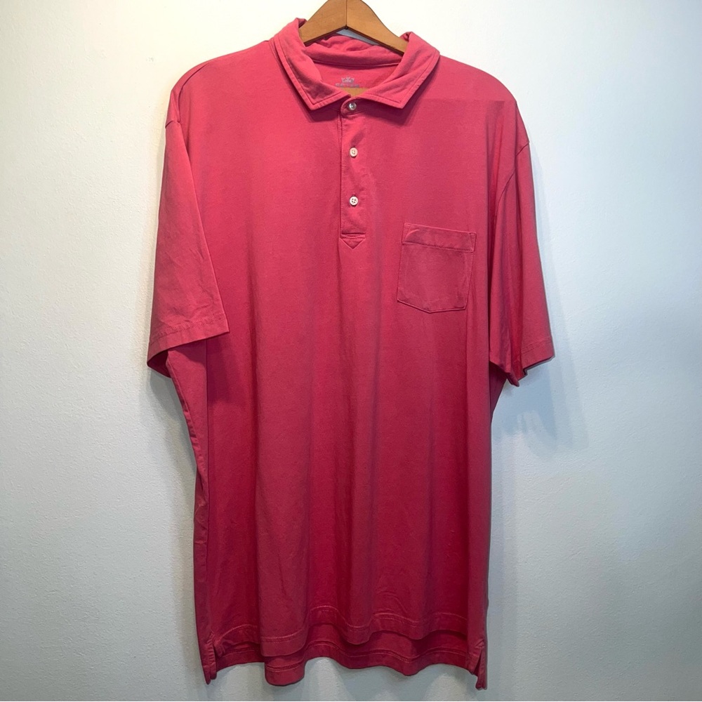 Peter Millar Mens Polo Shirt Sz Extra Large XL Seaside Wash Faded Red Golf Logo